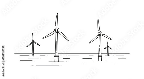 Offshore Wind Turbines Generating Renewable Energy.