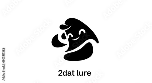 Black fishing lure logo design on white background.