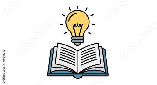 Open Book with Light Bulb Idea.