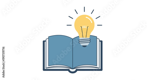 Open Book with Light Bulb Idea.