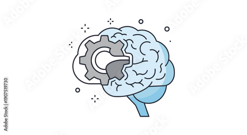 Brain with gear inside head.