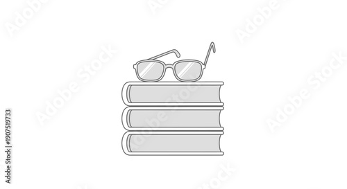 Stack of books with glasses on top.
