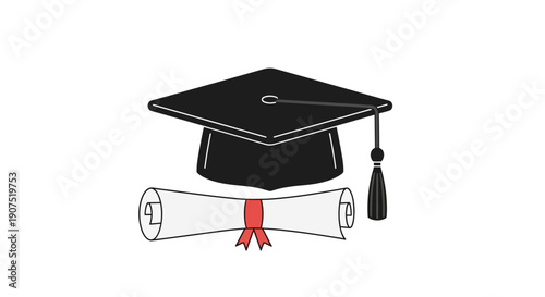 Graduation Cap and Diploma Certificate.