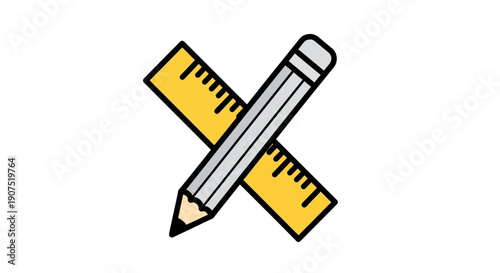 Pencil and ruler crossed drawing tools.