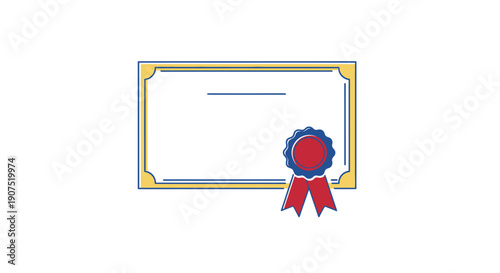 Certificate with Red Blue Ribbon.