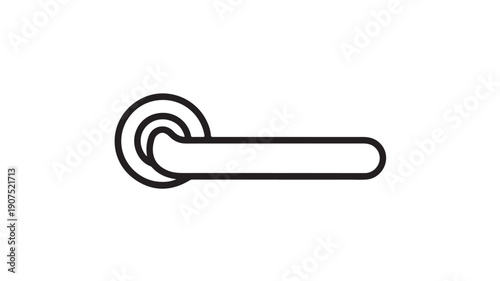 Simple door handle in minimalist line art style with black color on white background for icon or symbol