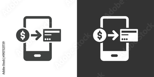 Mobile Money Transfer icon. Solid glyph series icon