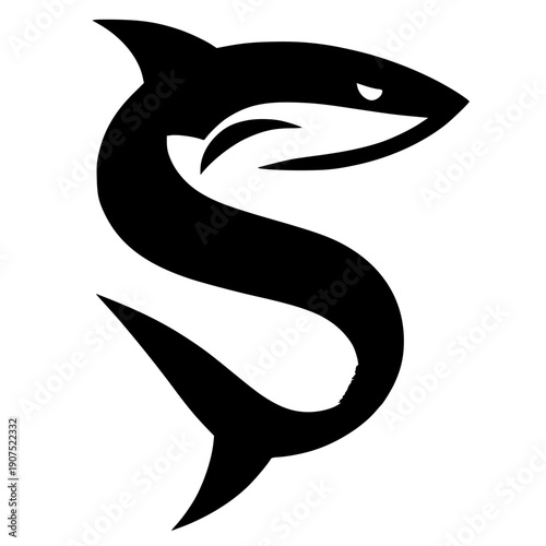Shark initial logo silhouette