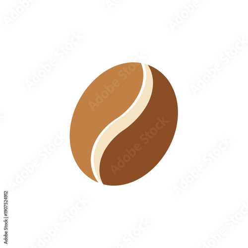 Single brown coffee bean with a light cream colored stripe.