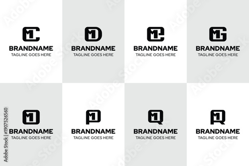 Letters CM DM EM GM OM PM QM RM Monogram Logo Set, symbolizing versatility, structure, and timeless identity