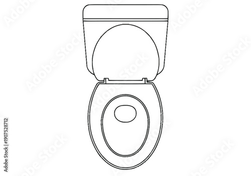 High Level View Of A White Ceramic Toilet Bowl With The Seat And Lid Up Isolated On A White Background Clean Functional Plumbing Fixture For Any Home