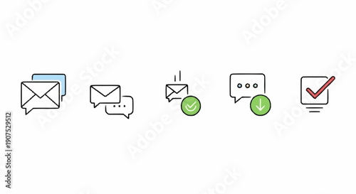 Set of Simple Line Icons for Email and Messaging Applications.
