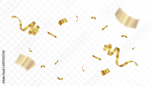 Vibrant golden confetti falling gracefully, creating a festive shower of celebration and joy for parties, events, and special occasions