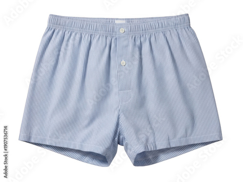 Blue striped boxer shorts isolated on transparent background