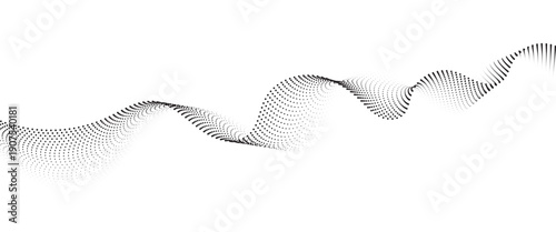 Flowing Dot Wave halftone gradient pattern on transparent background
