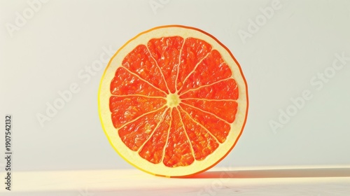Wallpaper Mural Grapefruit Slice with Bright Red Flesh and Juicy Texture on White Surface Torontodigital.ca