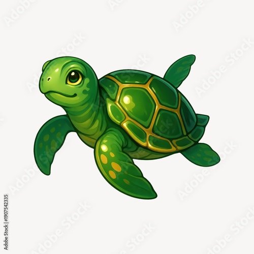 Cute cartoon green turtle