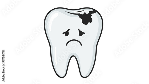 Sad Tooth With Cavity.