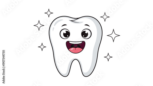 Smiling Cartoon Tooth Icon 1.