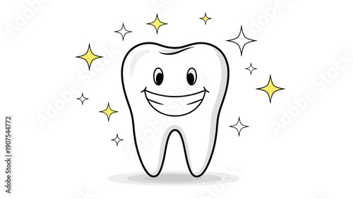 Smiling Cartoon Tooth Icon 3.