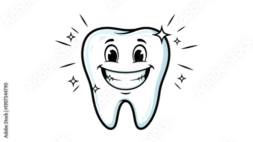 Smiling Tooth Cartoon Character 1.