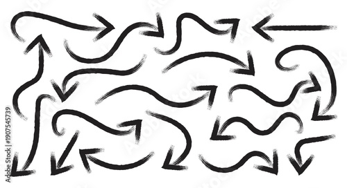 Arrow vector line icon set. Collection doodle marker thick arrows in different directions. design element vector illustration. 