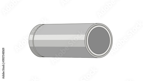 Cylindrical object with rounded ends and internal layers shown from an angle