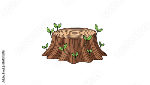 Tree Stump With Sprouts.