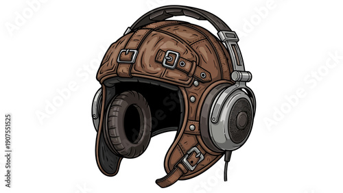 Vintage Pilot Flight Helmet.