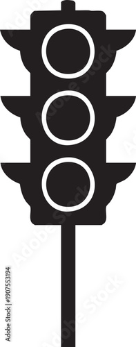 Traffic light icon with three lights, regulating vehicle and pedestrian flow