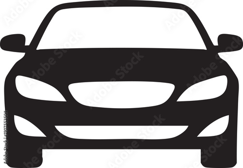 Front view silhouette of a car, symbolizing transportation and automotive industry