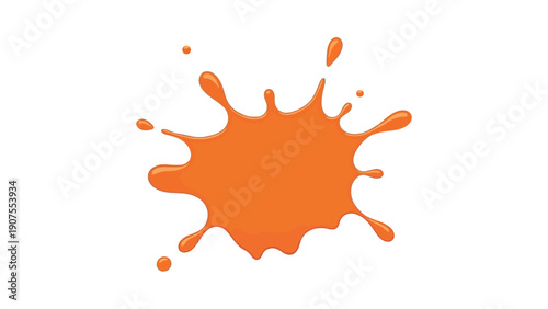Orange liquid splash graphic isolated on a white background