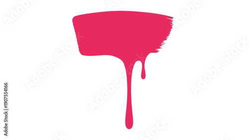 Pink paint smear with drips on a white background