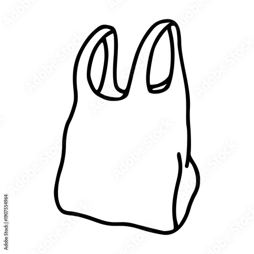 minimalist grocery plastic bag outline drawing