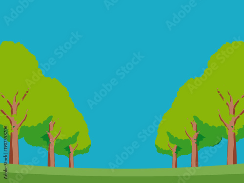 木、自然、秋、風景、背景、イラスト、樹木、植物、黄色、森、樹、