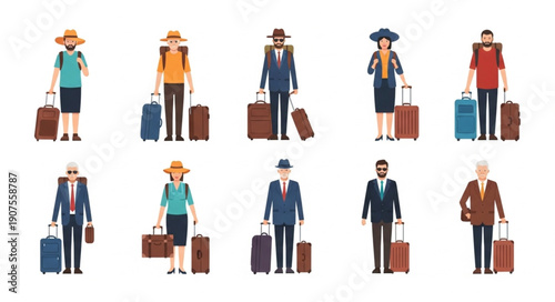 Diverse Group of People Traveling with Luggage.