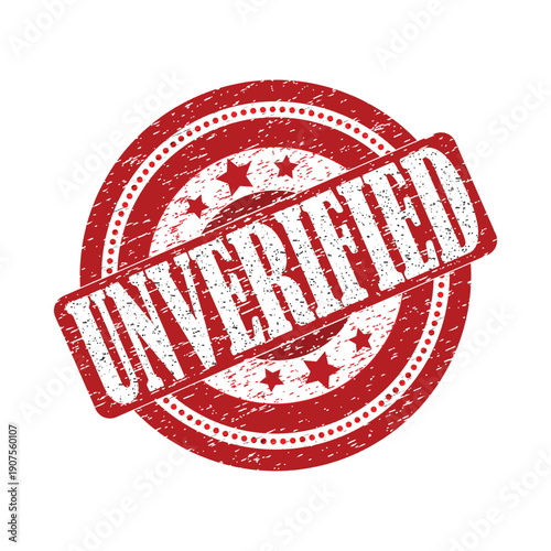 Red unverified stamp on white background