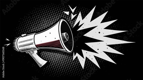 Creative Announcement Banner Template with Loudspeaker and Copy Space.eps