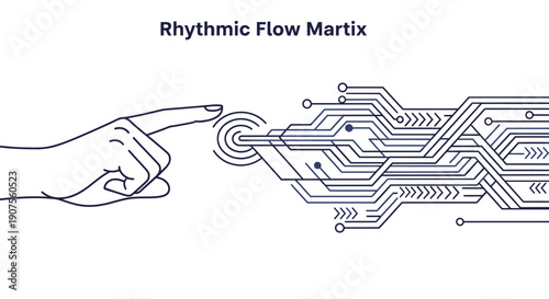 Abstract visualization of a human hand engaging with a sophisticated electronic circuit, embodying concepts of digital interaction, data processing, and future technology.