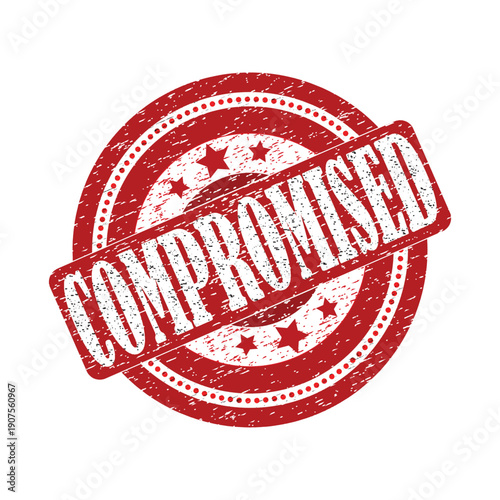 Compromised stamp with distressed texture and stars