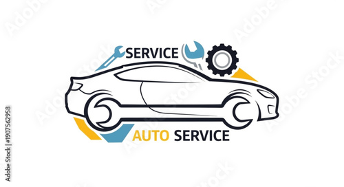 Auto Service Car Repair Mechanic Tools Gear Icon.