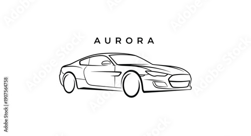 Aurora Car Line Drawing Illustration.