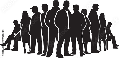 Diverse group of people standing in a line formation