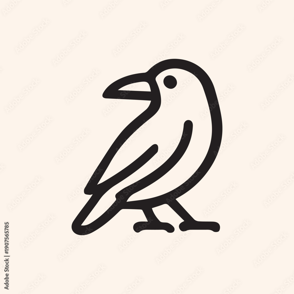 Fototapeta premium Simple Modern Raven Icon Graphic Design Elegant and Stylized Bird