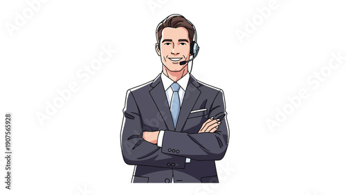 Businessman Wearing Headset.