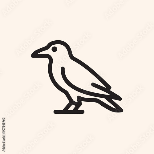 Minimalist Black Crow Line Art Illustration A Timeless Graphic Icon