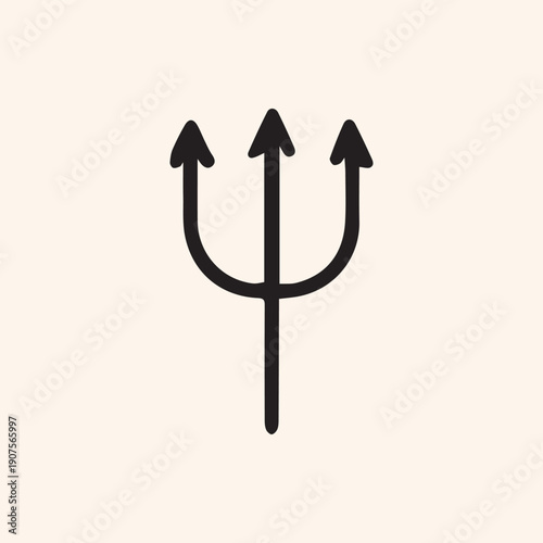 A Bold Black Minimalist Trident Icon Vector Graphic on Cream Background