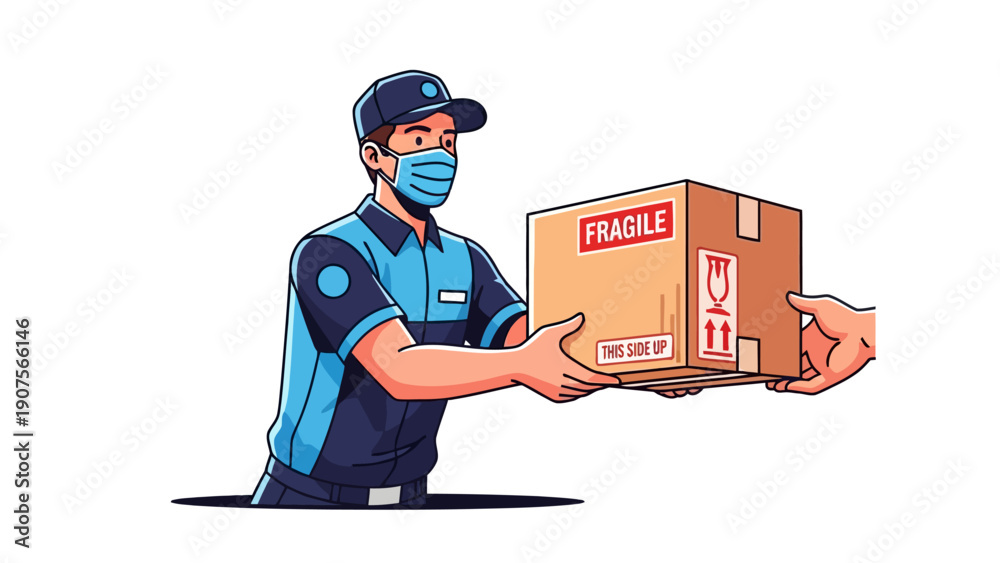 Fototapeta premium Delivery Man Holding Box.