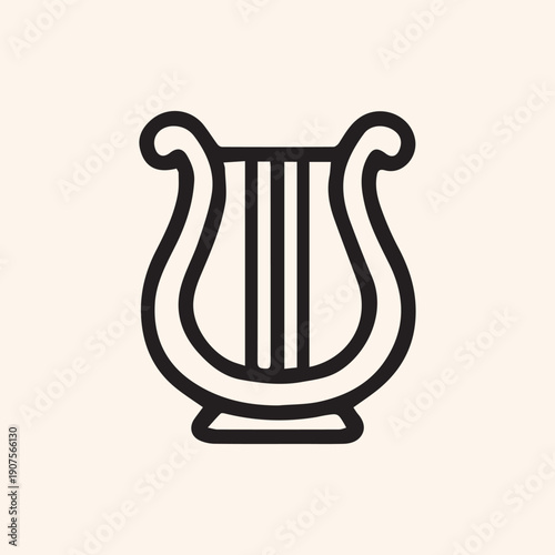 Minimalist Black Lyre Icon Classic Musical Instrument Vector Graphic
