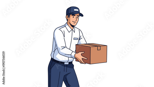 Delivery Man Holding Box.